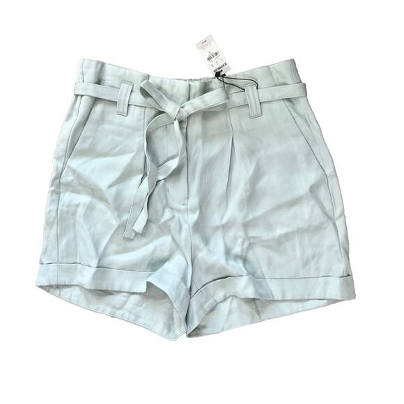 Express Extreme High Rise Paperbag‎ Green Linen Shorts Sz 10 NWT Soft Girl - Picture 3 of 9